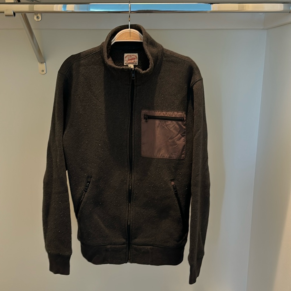 J.Crew, New York sporting life sportsman’s outfitter full zip fleece sweater